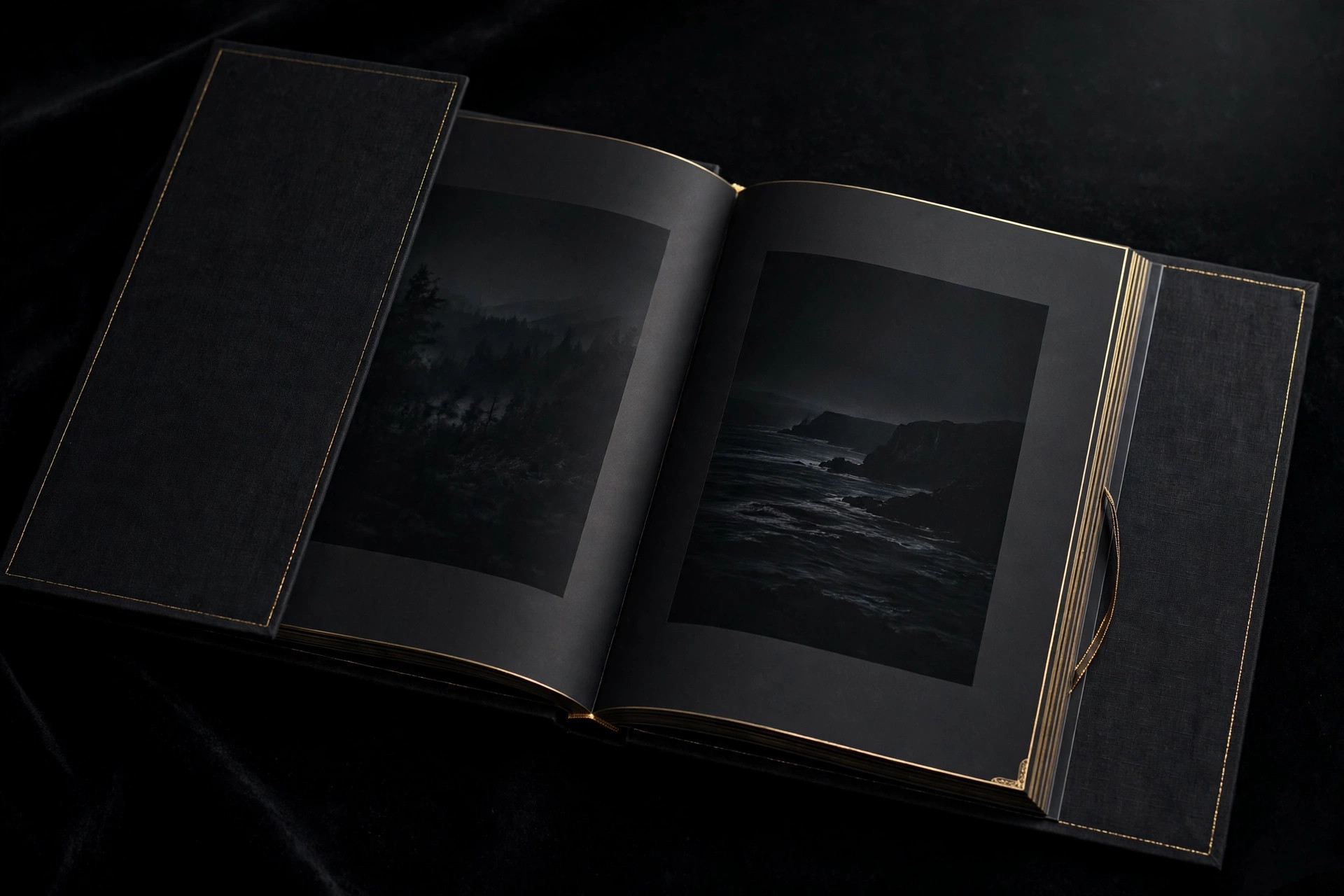 Album fine-art 11 par 14 pouces, couverture en lin noir